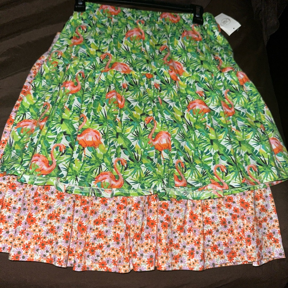 Tropical Flamingo Print Skirt